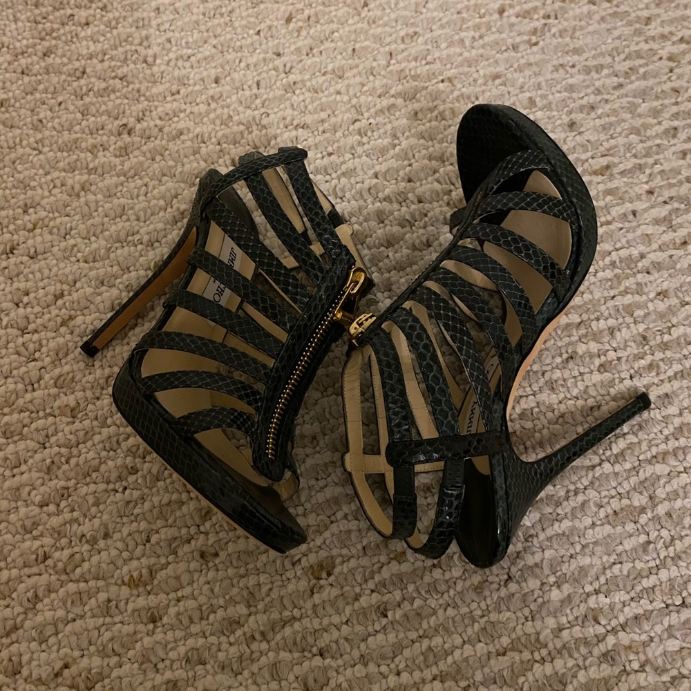 Jimmy Choo Green Python Glenys Gladiator Sandals - image 3